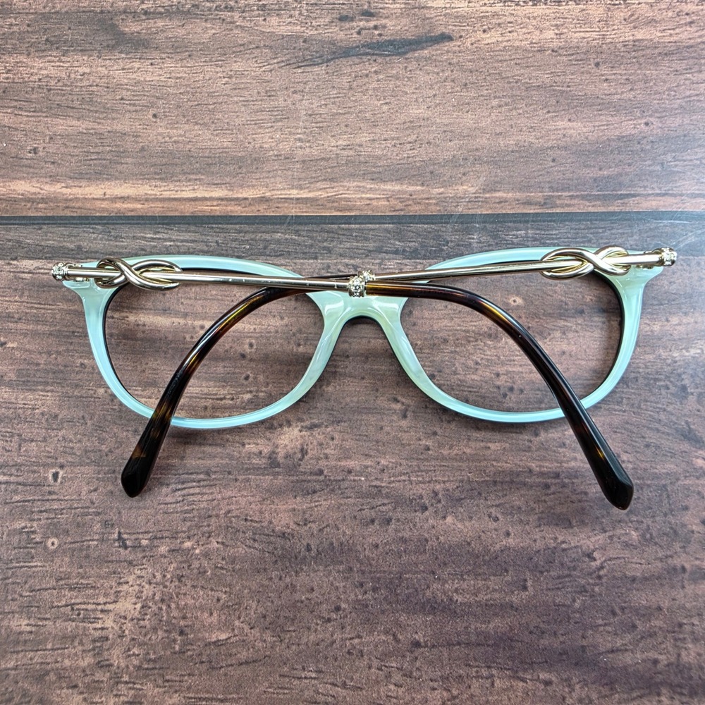 Tiffany & Co TF 2117 Tortoise Mint Green Cat Eye Eyeglasses Gold Knot 51-16-140 - Picture 7 of 8